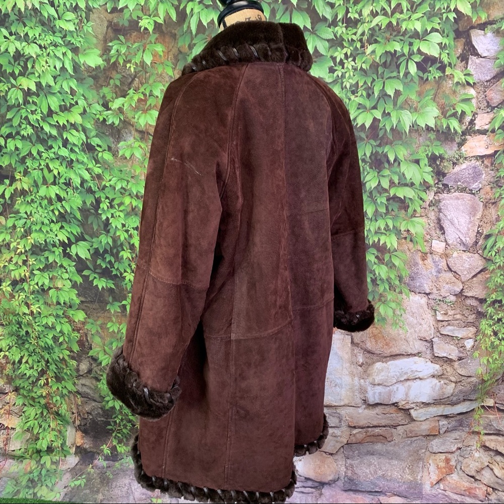 G-III GLOBAL IDENTITY Brown Suede and Faux Fur Coat, M - Picture 9 of 16